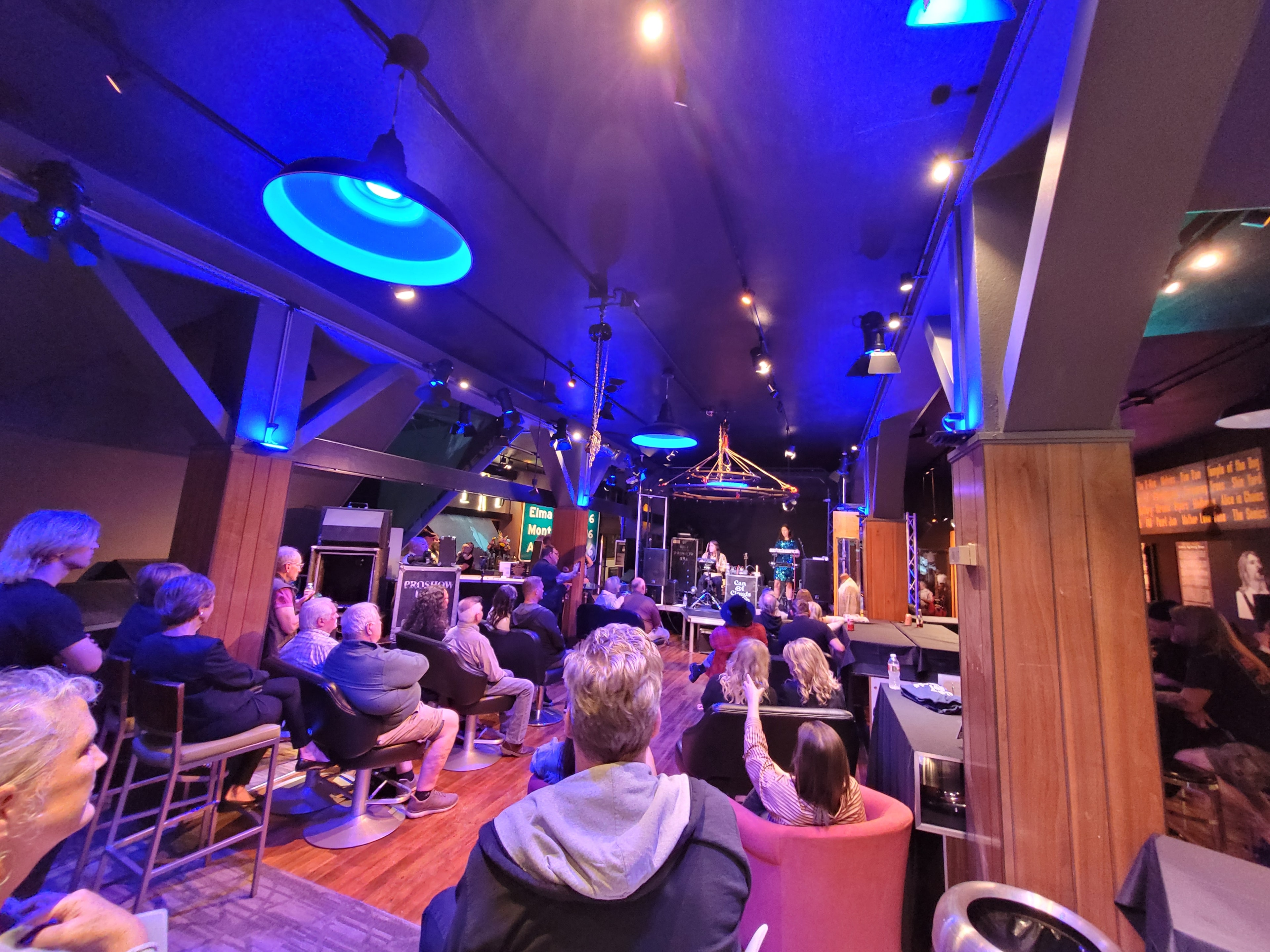 Performance venue illuminated by stage lighting